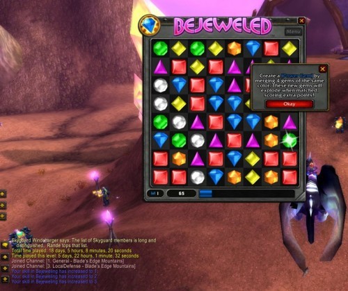 bejeweledstart bejeweledstart 500x419 Bejeweled в World of Warcraft