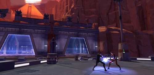 korriban landing platform lightsaber fight 500x243 Star Wars: The Old Republic