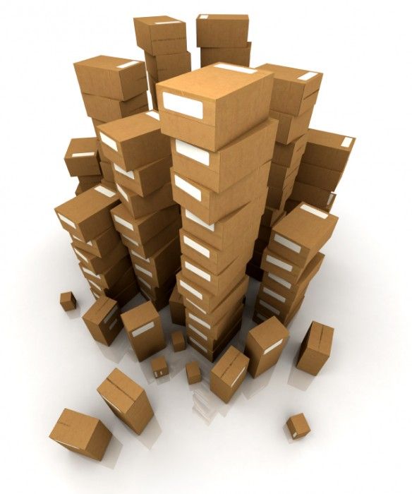 Huge piles of cardboard boxes
